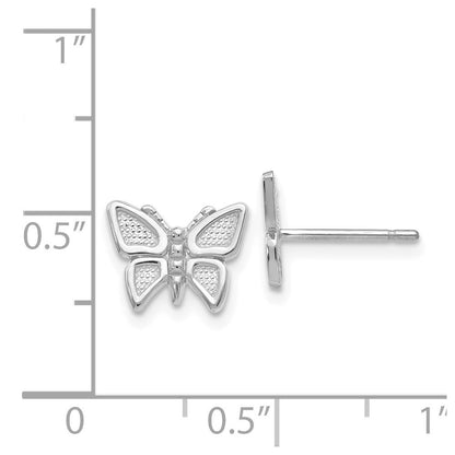 14k White Gold Butterfly Stud Earrings