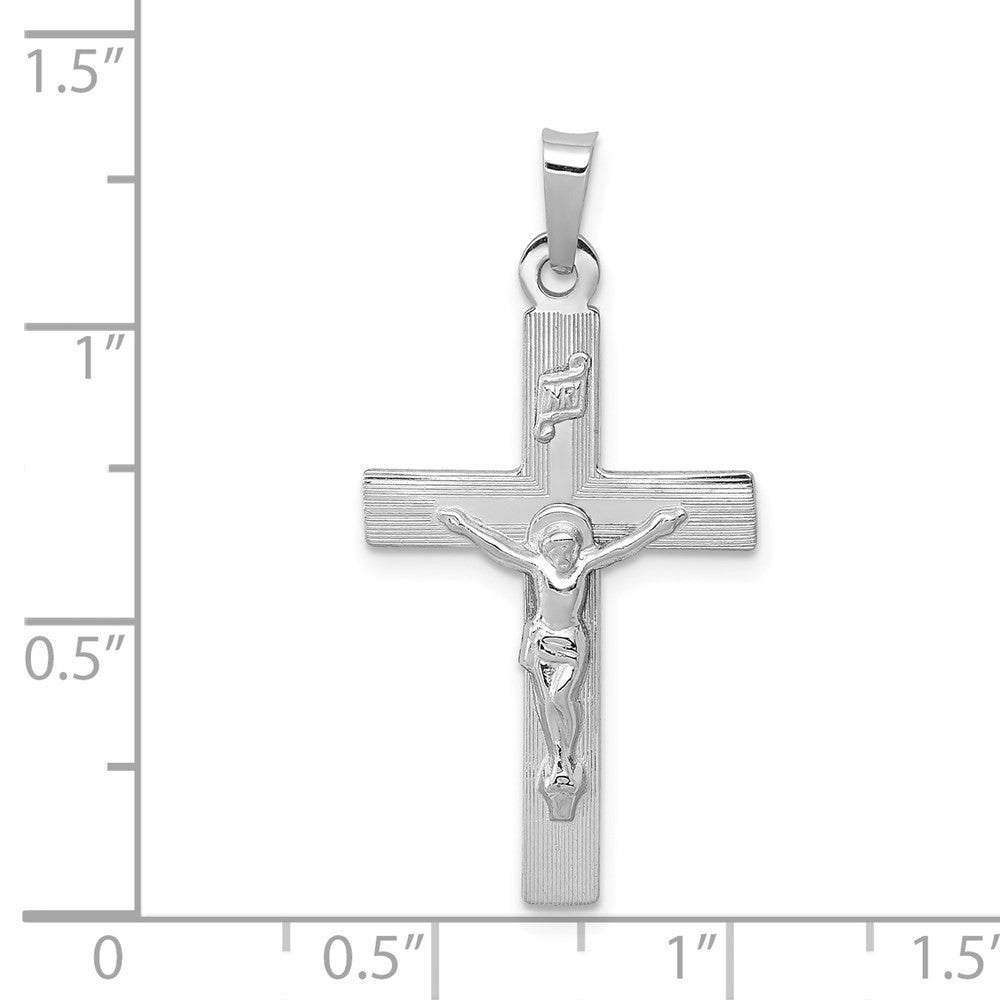 14k White Gold INRI Crucifix Charm Pendant