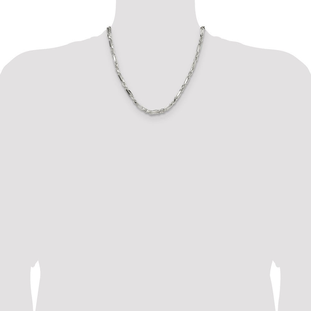 Sterling Silver 4.75mm Diamond-Cut Figarope Chain Necklace 20"