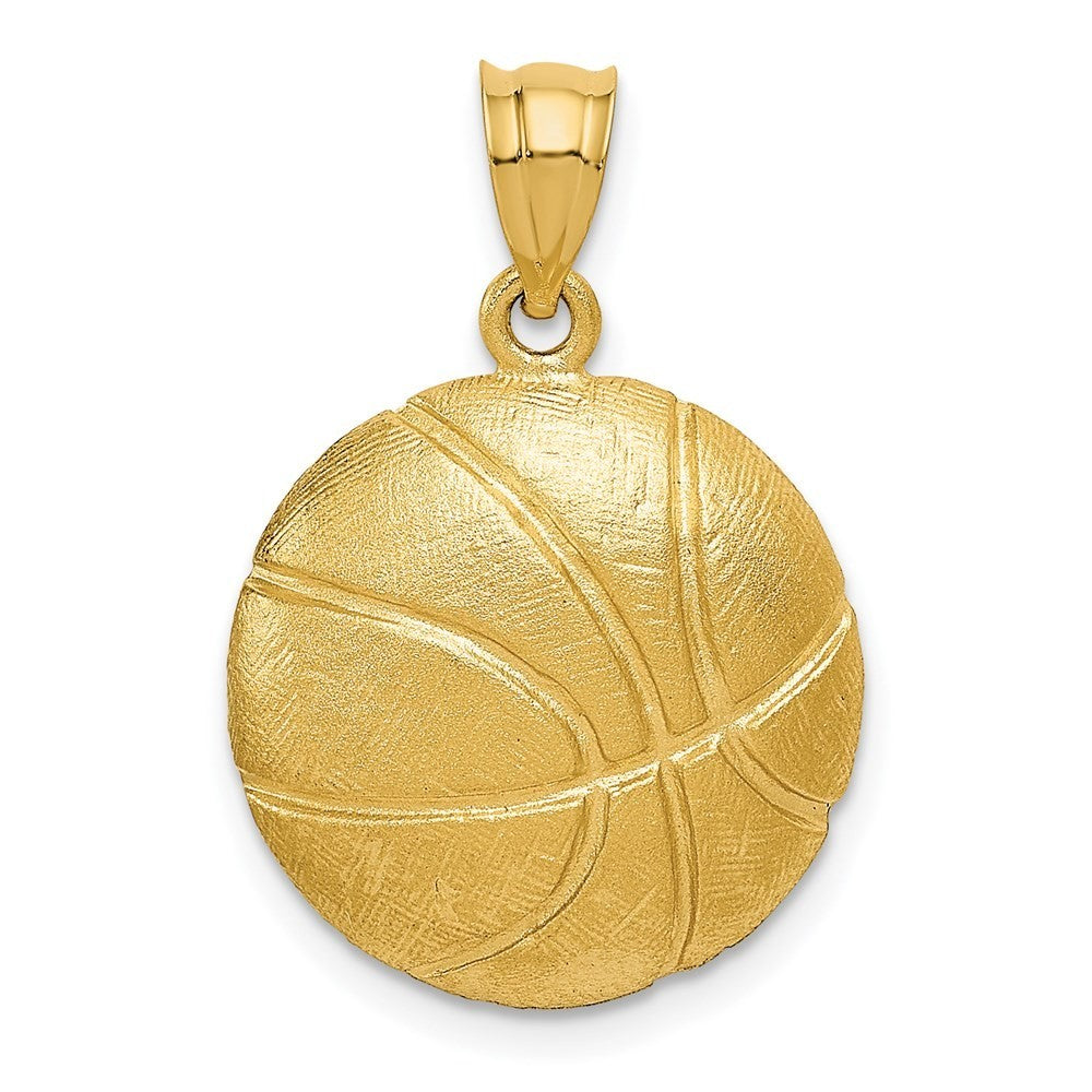 14k Yellow Gold Basketball Charm Pendant