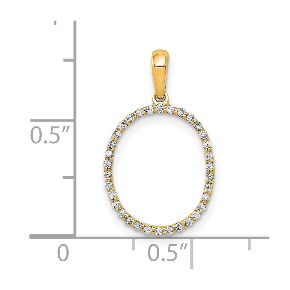 14k Yellow Gold Diamond Letter O Initial Pendant