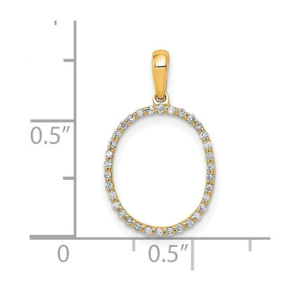 14k Yellow Gold Diamond Letter O Initial Pendant
