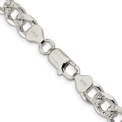 Sterling Silver Rhodium-plated 8.3mm Pav� Curb Chain Necklace 24"