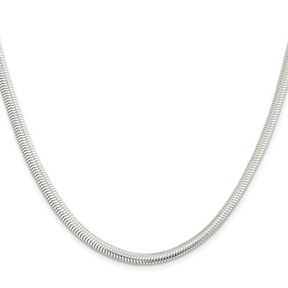 Sterling Silver 5mm 6-sided Oval Snake Chain Necklace 24"