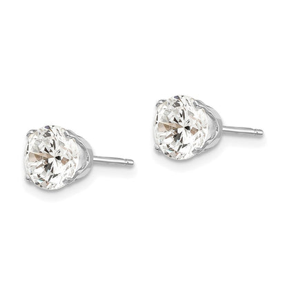 14k White Gold 6.5mm Cubic Zirconia stud earrings