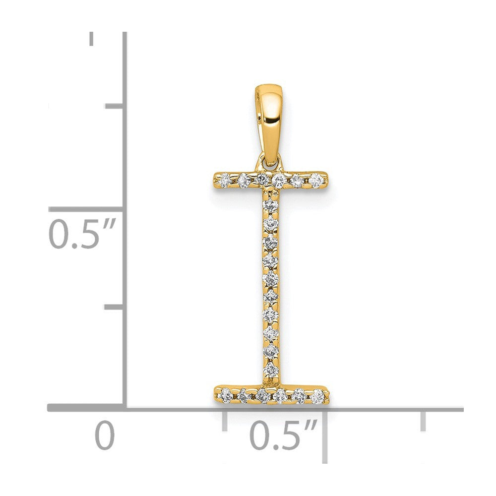 14k Yellow Gold Diamond Letter I Initial Pendant