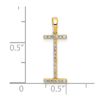 14k Yellow Gold Diamond Letter I Initial Pendant