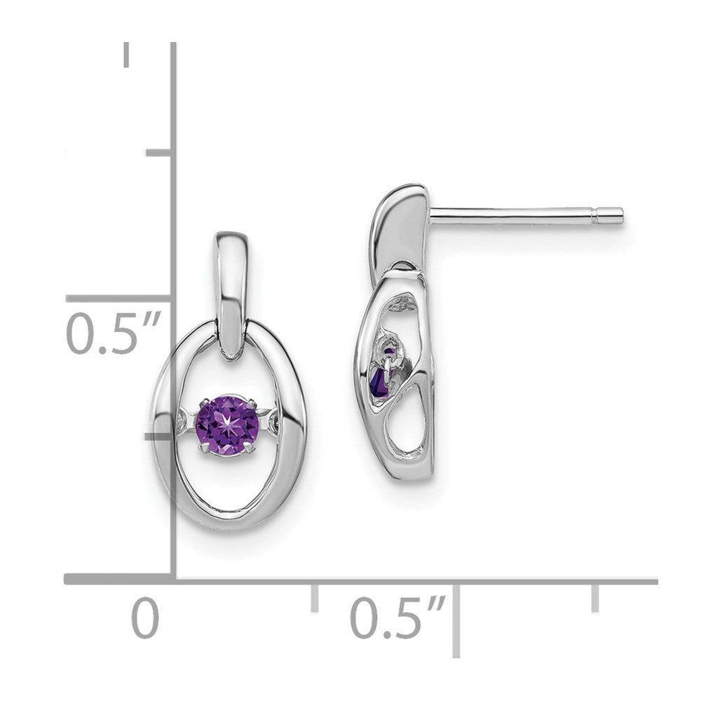 Sterling Silver Rhodium Amethyst Birthstone Vibrant Dangle Earrings