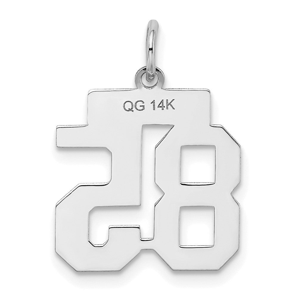 14k White Gold Small Satin Number 85 Charm Pendant