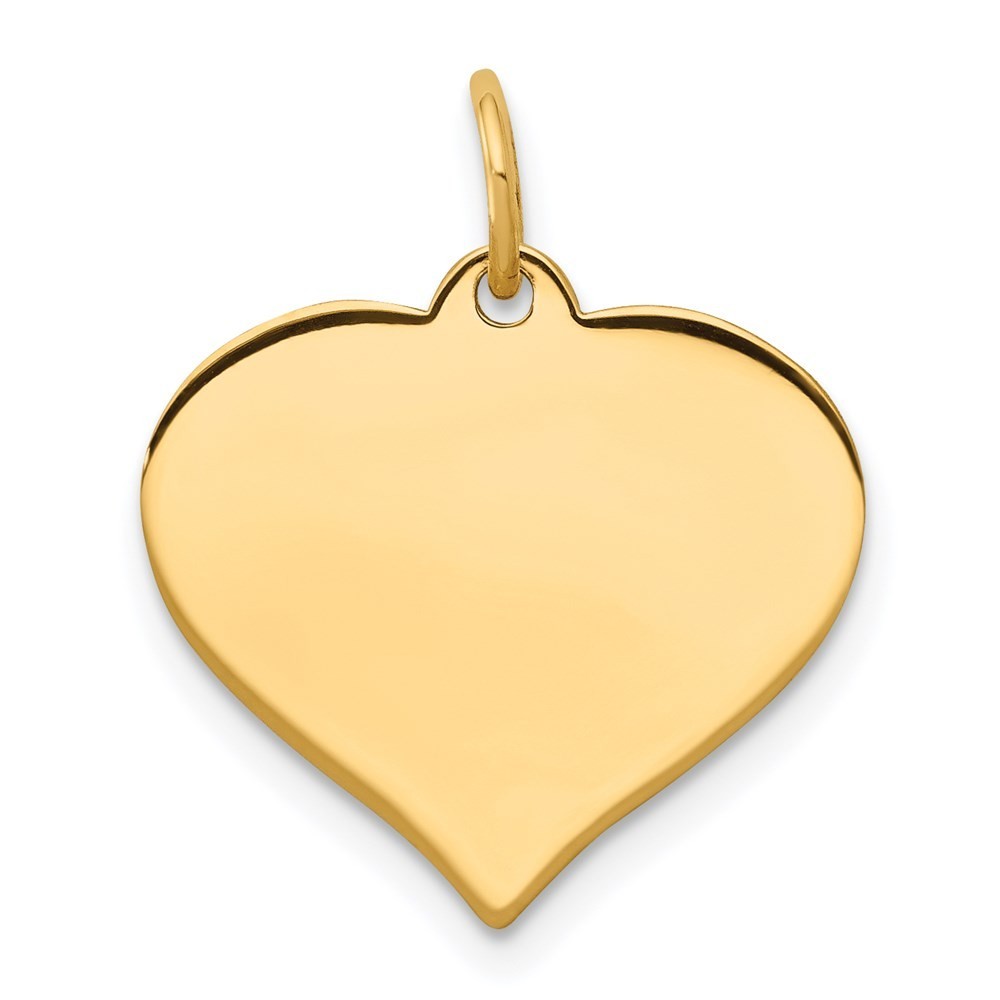 14k Yellow Gold Heart Disc Charm Pendant