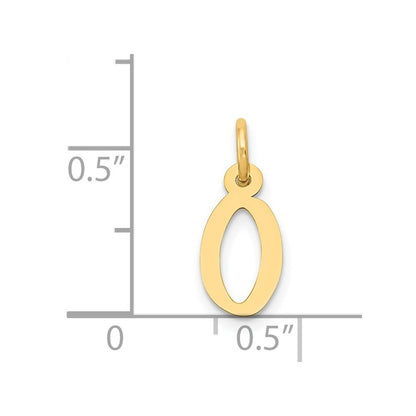 14k Yellow Gold Small Slanted Block Letter O Initial Charm Pendant