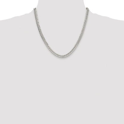 Sterling Silver Rhodium-plated Double Diamond-cut Curb Chain Necklace 20"