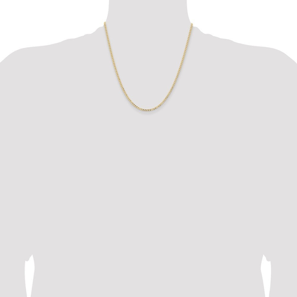 14k Yellow Gold 2.85mm Semi-Solid Curb with Lobster Clasp Chain Necklace 20"
