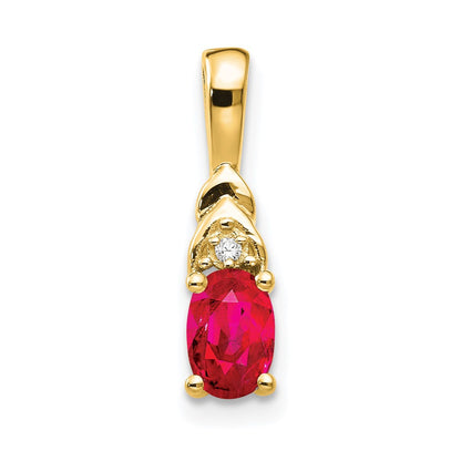 14k Yellow Gold Ruby and Diamond Pendant