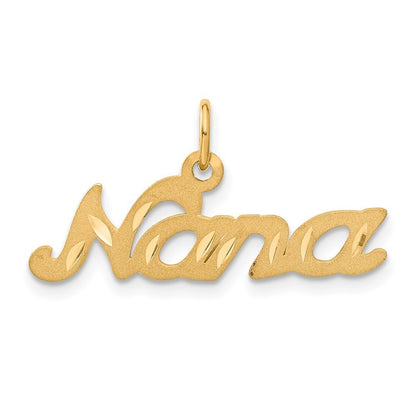 14k Yellow Gold Satin NANA Charm Pendant