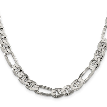 Sterling Silver 8.25mm Figaro Anchor Chain Necklace 20"