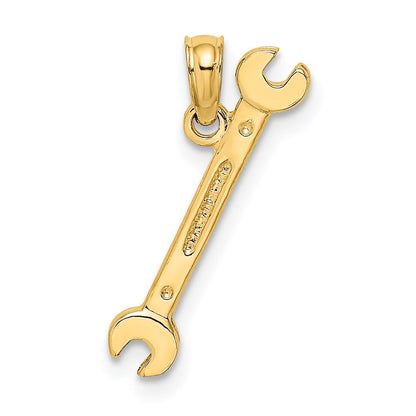 14k Yellow Gold 3-D Double Open-Ended Wrench Charm Pendant