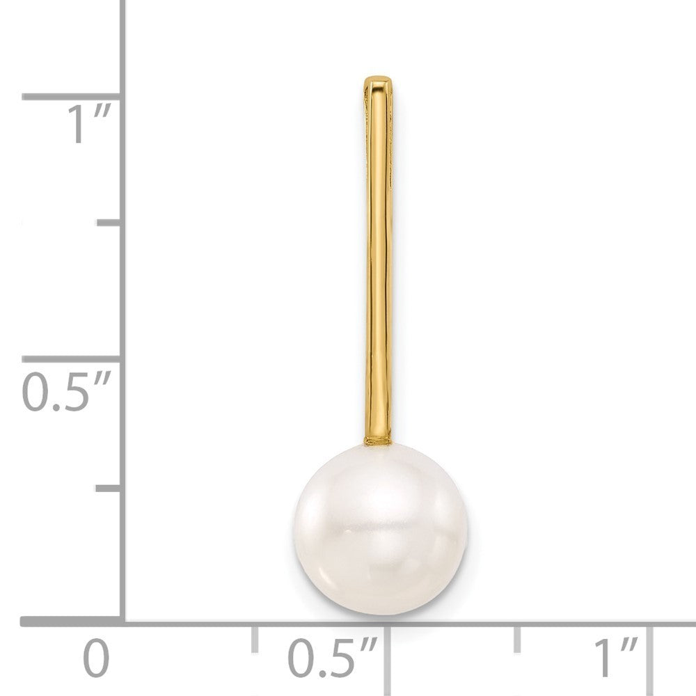 14k Yellow Gold 8-9mm White Round Freshwater Cultured Pearl Drop Chain Slide