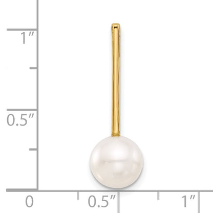 14k Yellow Gold 8-9mm White Round Freshwater Cultured Pearl Drop Chain Slide