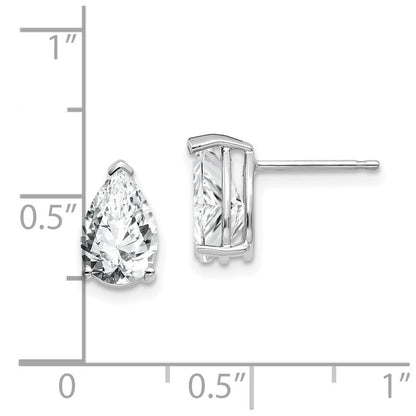 14k White Gold 9x6mm Pear Cubic Zirconia Stud Earrings