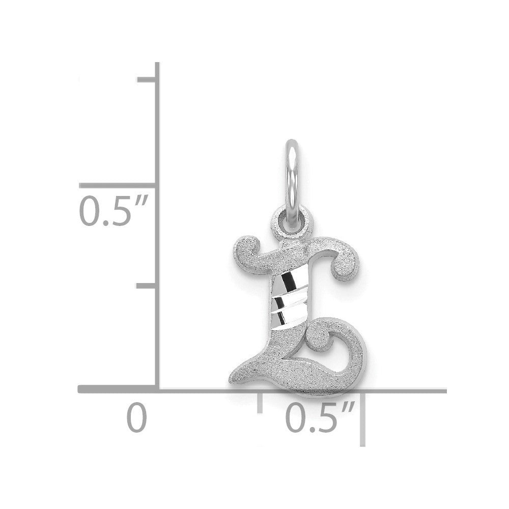 14k White Gold Diamond-cut Letter L Initial Charm Pendant