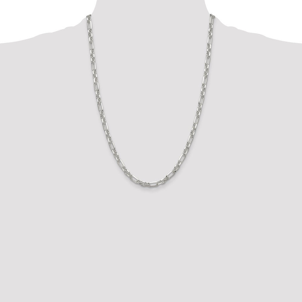 Sterling Silver Diamond-Cut 3 Short Plus 1 Long Cable Link Chain Necklace 24"