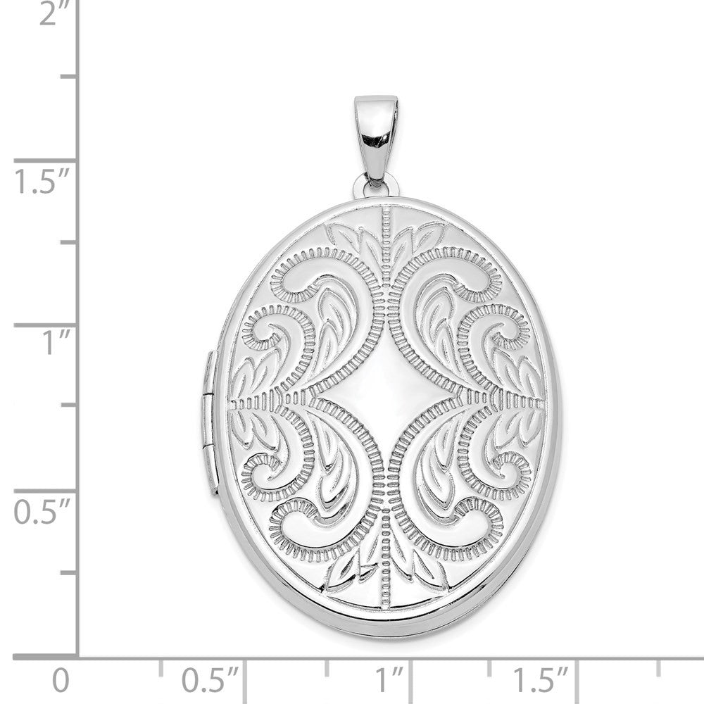 Sterling Silver Rhodium-plated Scroll Design Oval 6-Frame Family Locket Pendant
