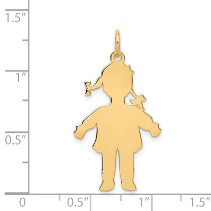 14k Yellow Gold Plain Polished Large Girl Charm Pendant