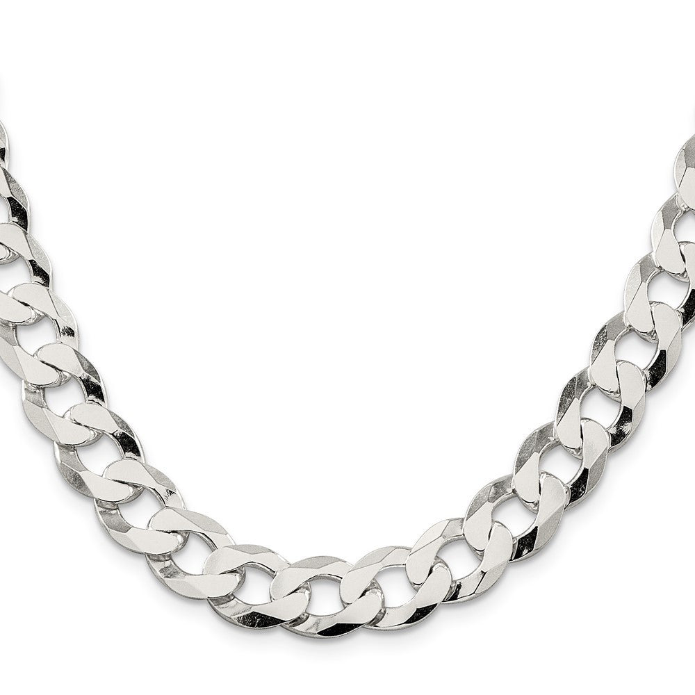 Sterling Silver 11.75mm Flat Curb Chain Necklace 22"