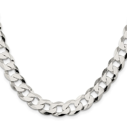 Sterling Silver 11.75mm Flat Curb Chain Necklace 22"