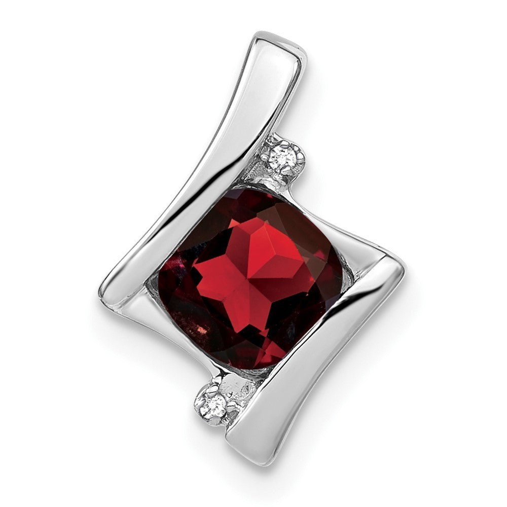 14k White Gold Garnet and Diamond Pendant