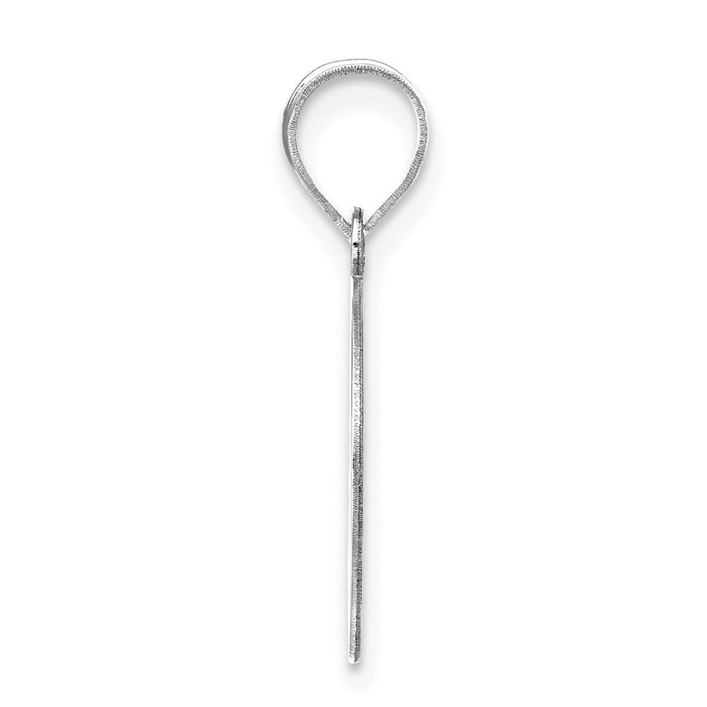 14k White Gold Polished Etched Letter O Initial Pendant