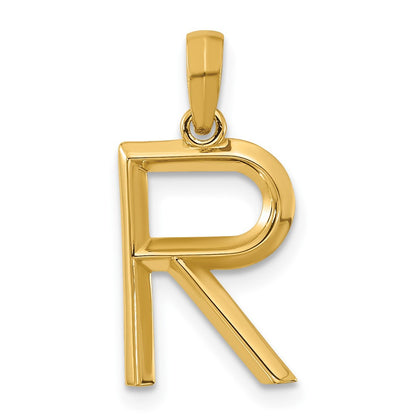 14k Yellow Gold Fancy Letter R Initial Pendant