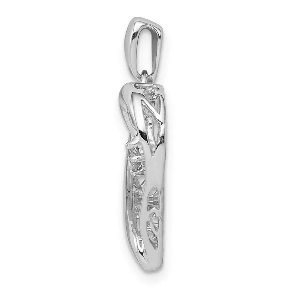 Sterling Silver Rhodium Diamond Heart Pendant