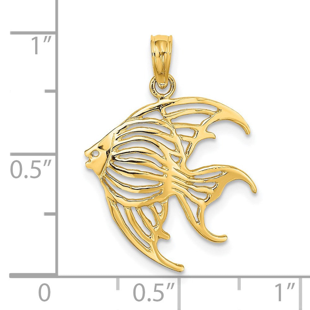 14k Yellow Gold Cut-Out Angelfish Charm Pendant