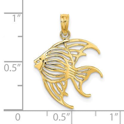 14k Yellow Gold Cut-Out Angelfish Charm Pendant