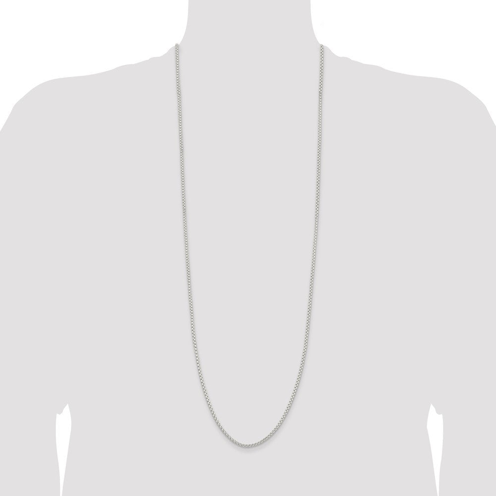 Sterling Silver 2.6mm Round Box Chain Necklace 36"