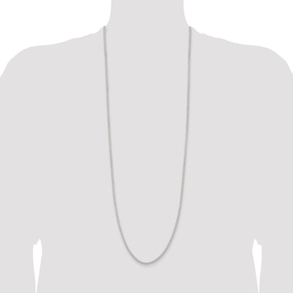 Sterling Silver 2.6mm Round Box Chain Necklace 36"