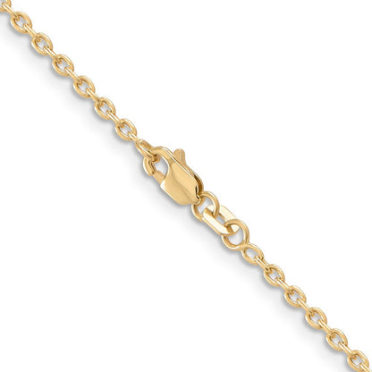14k Yellow Gold 2mm Round Open Link Cable Chain Necklace 22"