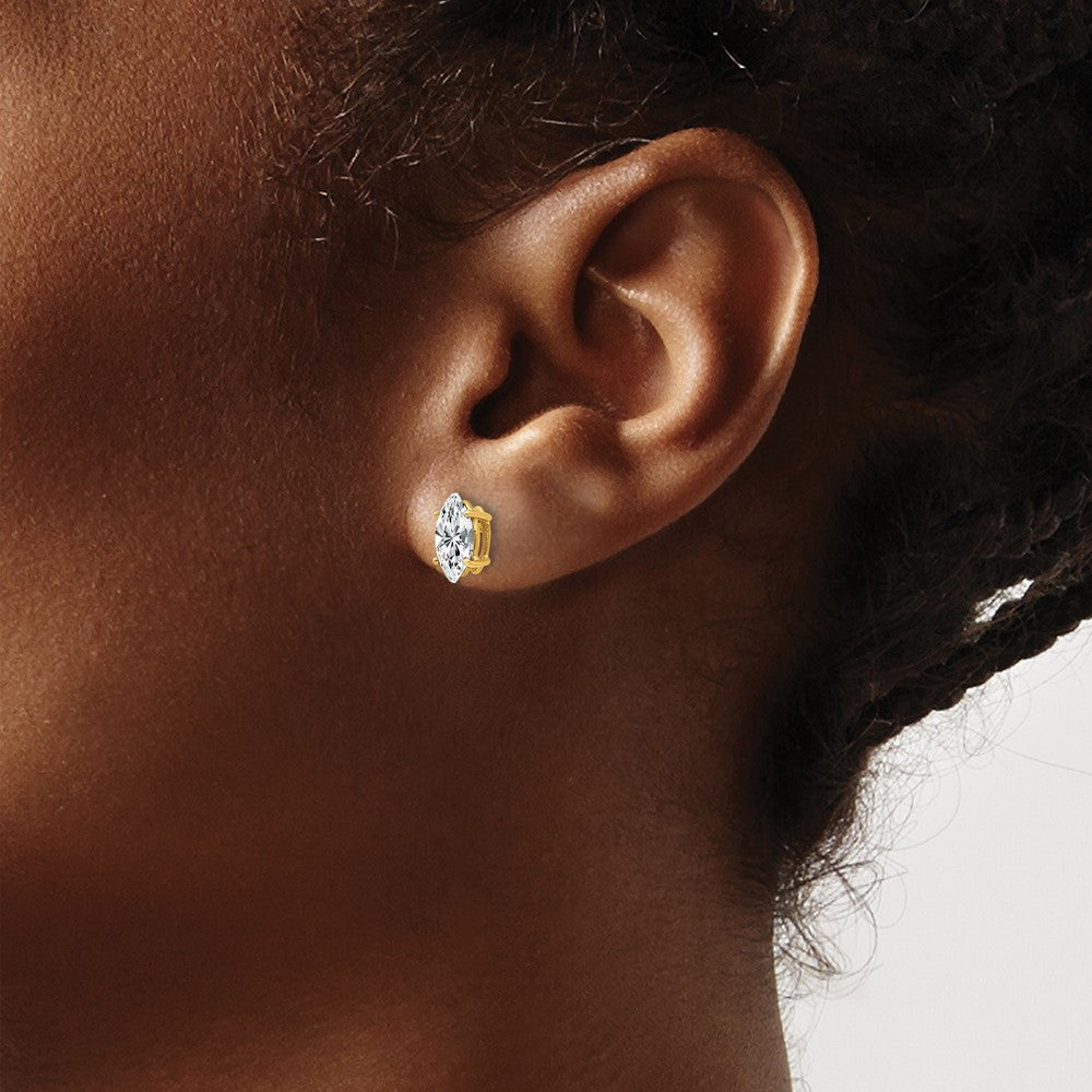 14k Yellow Gold 8x4mm Marquise Cubic Zirconia earring