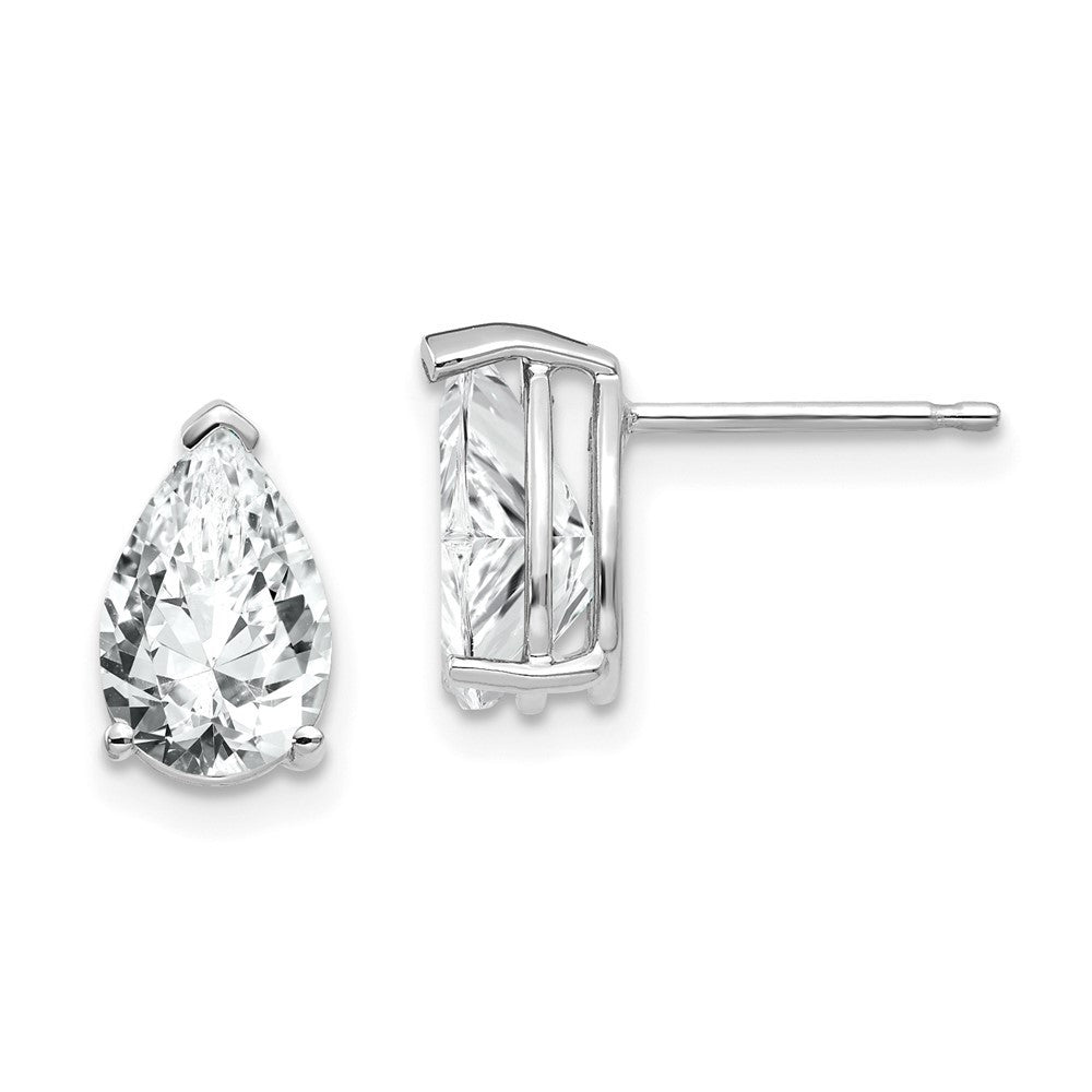 14k White Gold 9x6mm Pear Cubic Zirconia Stud Earrings