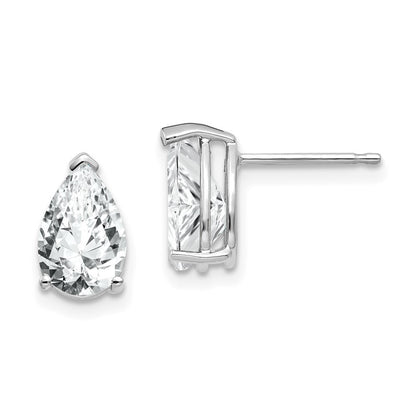 14k White Gold 9x6mm Pear Cubic Zirconia Stud Earrings
