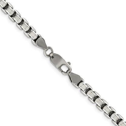 Sterling Silver Antiqued 5.2mm Round Box Chain Necklace 16"