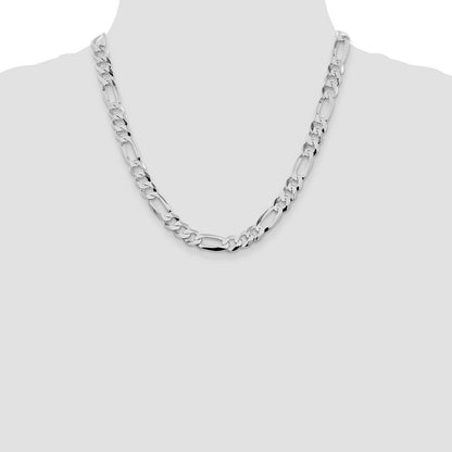 Sterling Silver Rhodium-plated Lightweight Flat Figaro Chain Necklace 20"