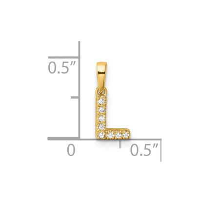 14k Yellow Gold Diamond Letter L Initial with Bail Pendant