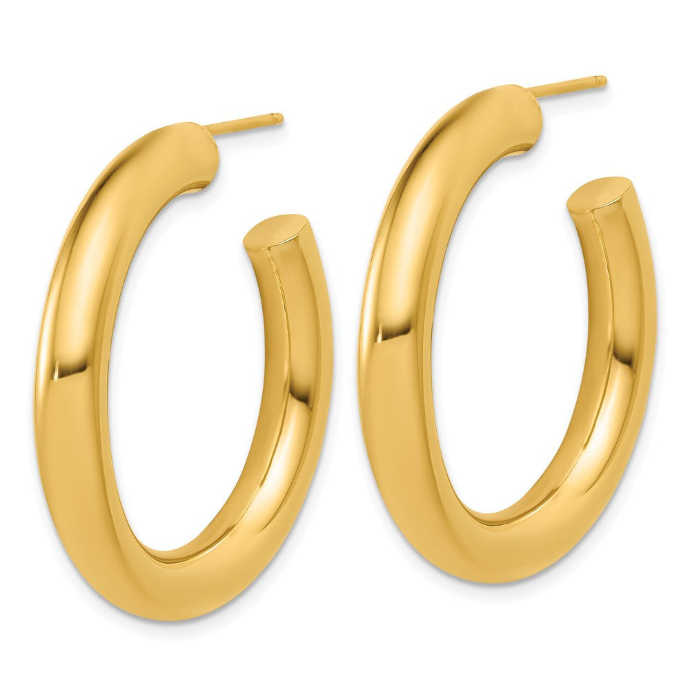 14k Yellow Gold Polished 5.0 x 35mm Tube C-Hoop Earrings