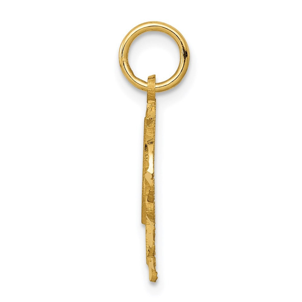 14k Yellow Gold Heart Letter M Charm Pendant