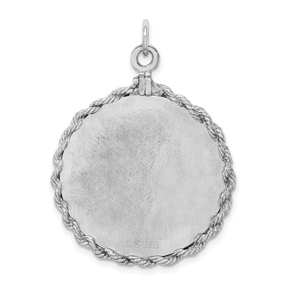Sterling Silver Rhodium-plated 25th Anniversary Disc Charm Pendant