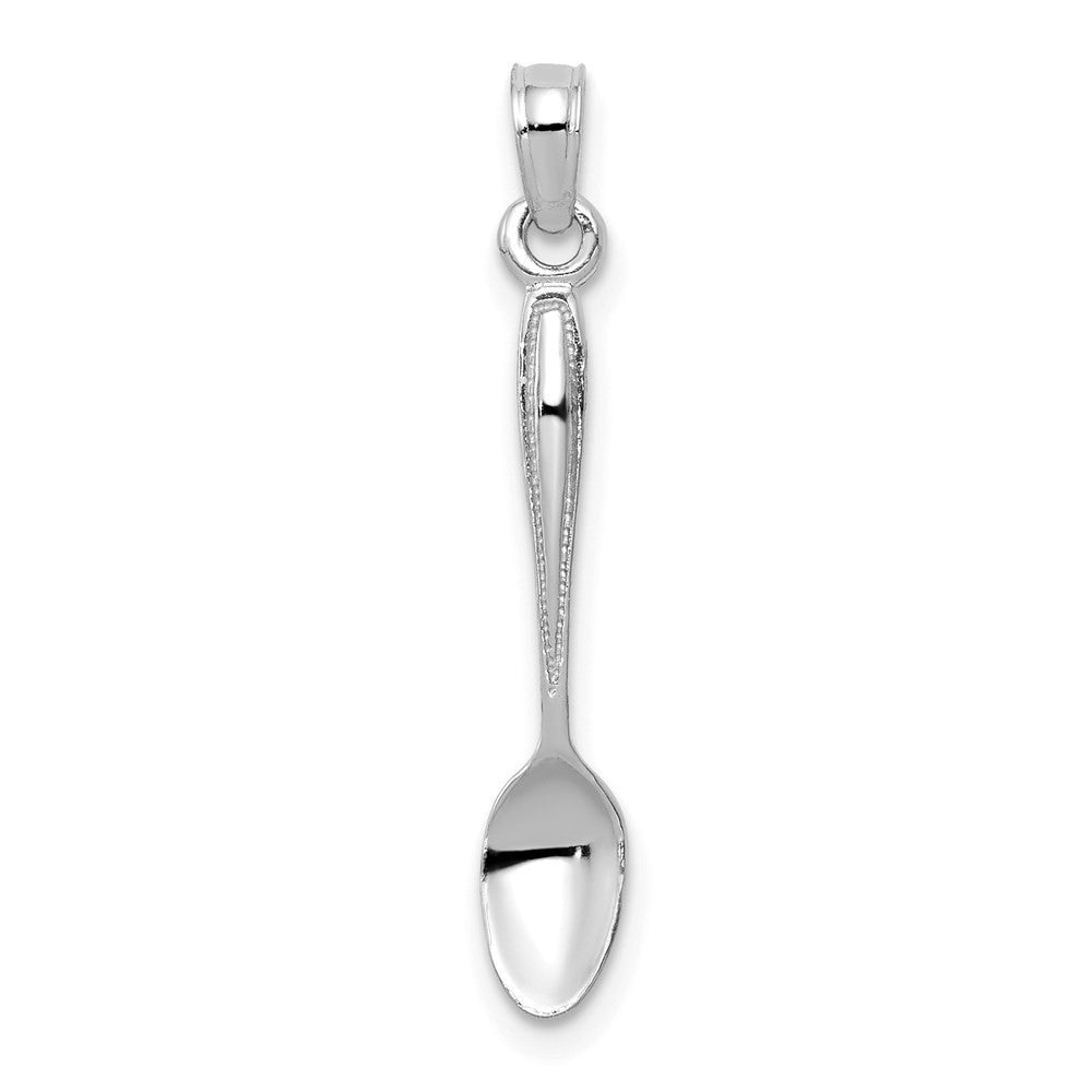 14k White Gold 3-D Table Spoon Pendant