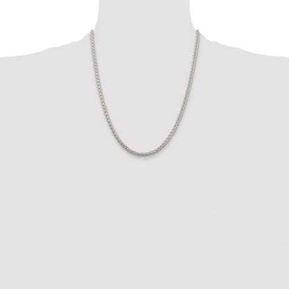 Sterling Silver Rhodium-plated 4mm Round Spiga Chain Necklace 22"